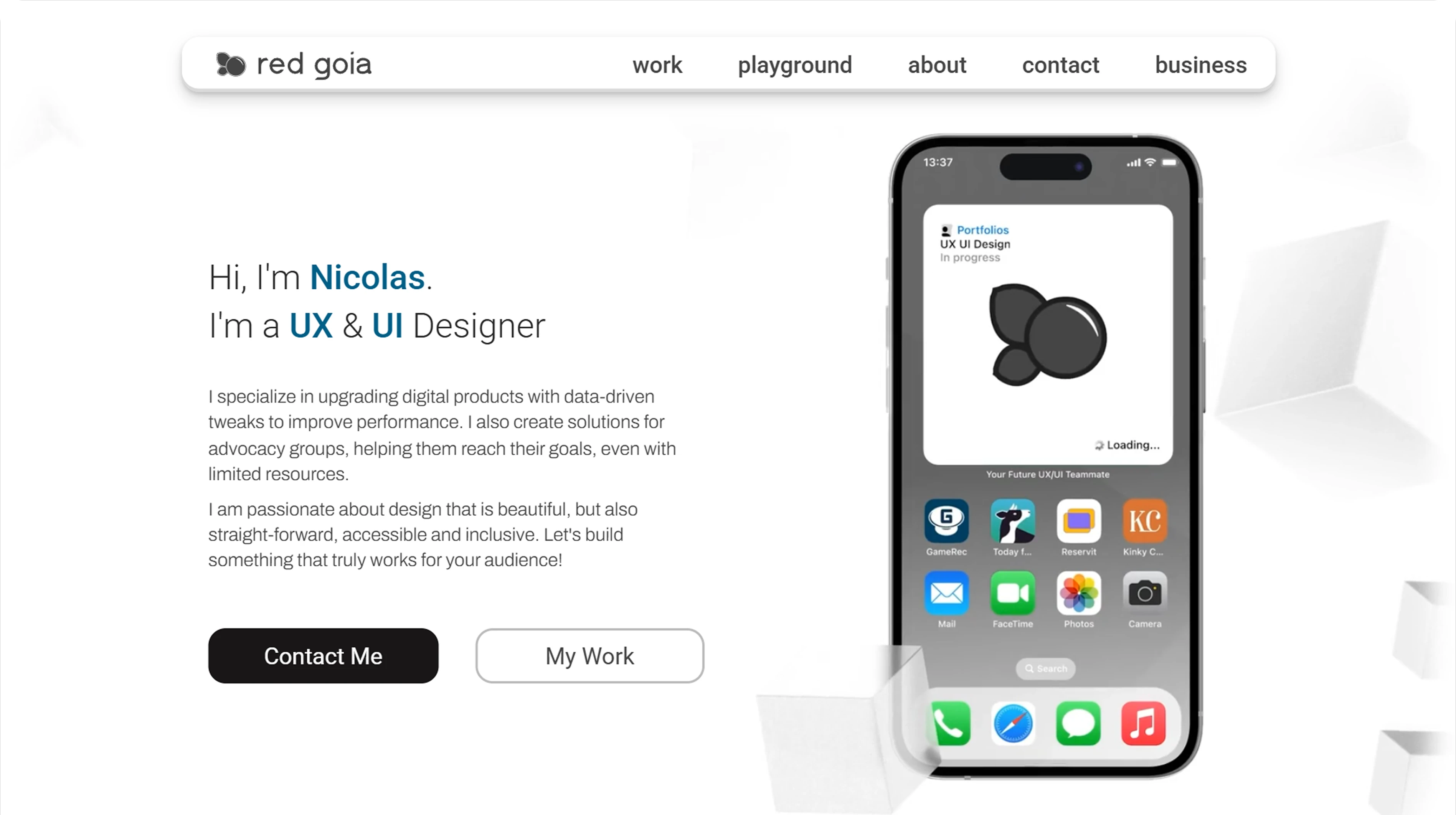 Mockup of a website hero section